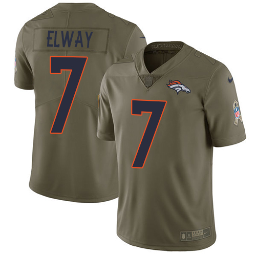 Nike Broncos #7 John Elway Olive Youth Stitched NFL Limited Salute to Service Jersey